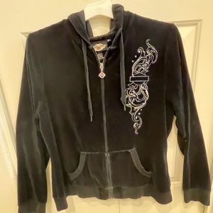 Harley Davidson, black velvet, hoodie, XL